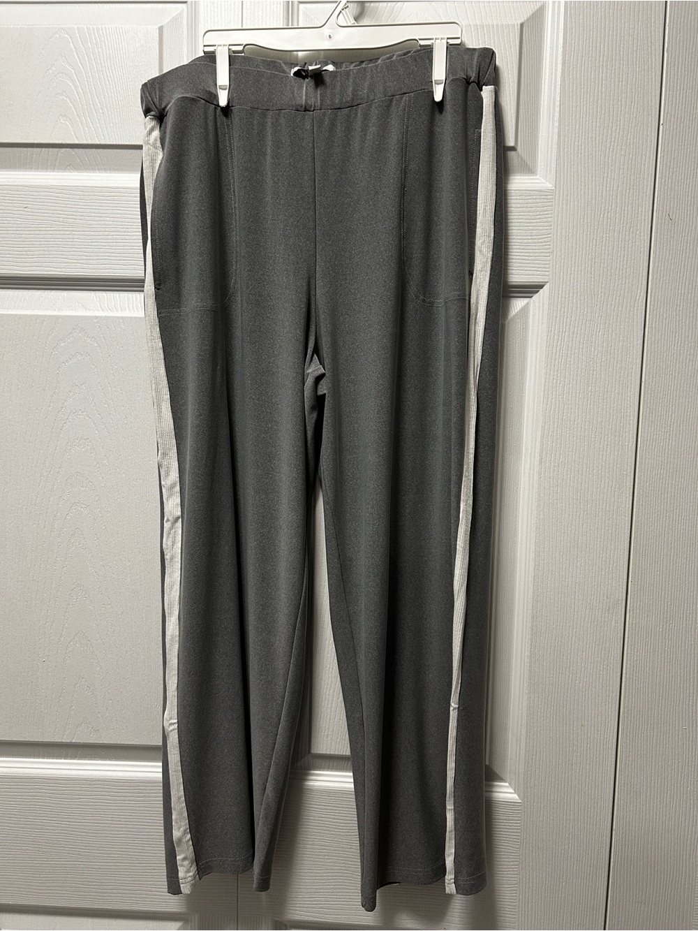 Sympli Gray Track Pants with Light Gray Side Stripe